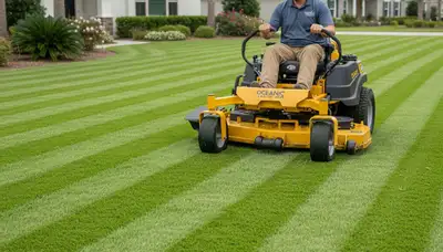Close-up of freshly mowed lawn showing precise grass cuts by Chop Chop Landscaping in Myrtle Beach SC