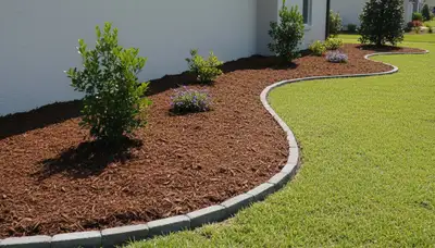 Professional landscape bed edging with fresh mulch in Myrtle Beach, SC by Chop Chop Landscaping
