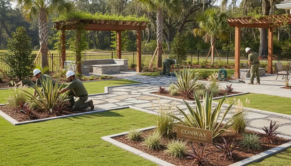 Myrtle Beach, SC landscaping crew providing professional lawn care and yard maintenance services