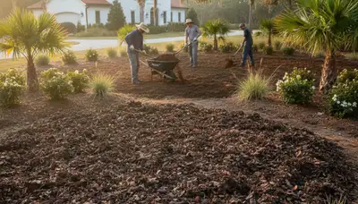 Applying organic compost and soil amendments to Myrtle Beach SC landscape beds for healthy growth