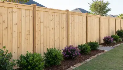 White privacy fence installation by Chop Chop Landscaping in Myrtle Beach, SC showcasing expert craftsmanship